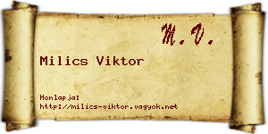 Milics Viktor névjegykártya